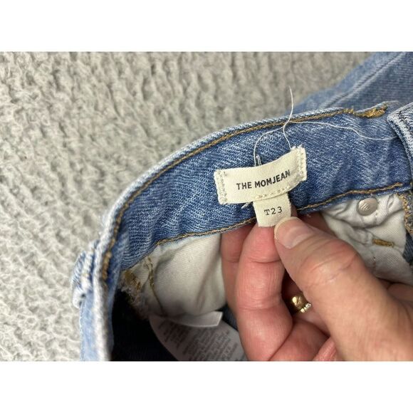 Madewell The Mom Jean Womens 23 Tall Light Wash Blue Distressed Denim High Rise - Picture 8 of 14